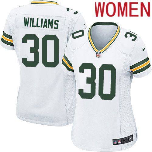 Women Green Bay Packers #30 Jamaal Williams White Nike Game NFL Jersey->women nfl jersey->Women Jersey
